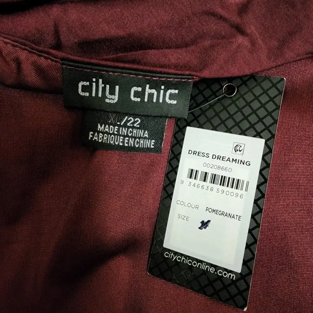 NWT City Chic Dress Dreaming Pomegranate XL = 22 = 3x - Picture 6 of 6